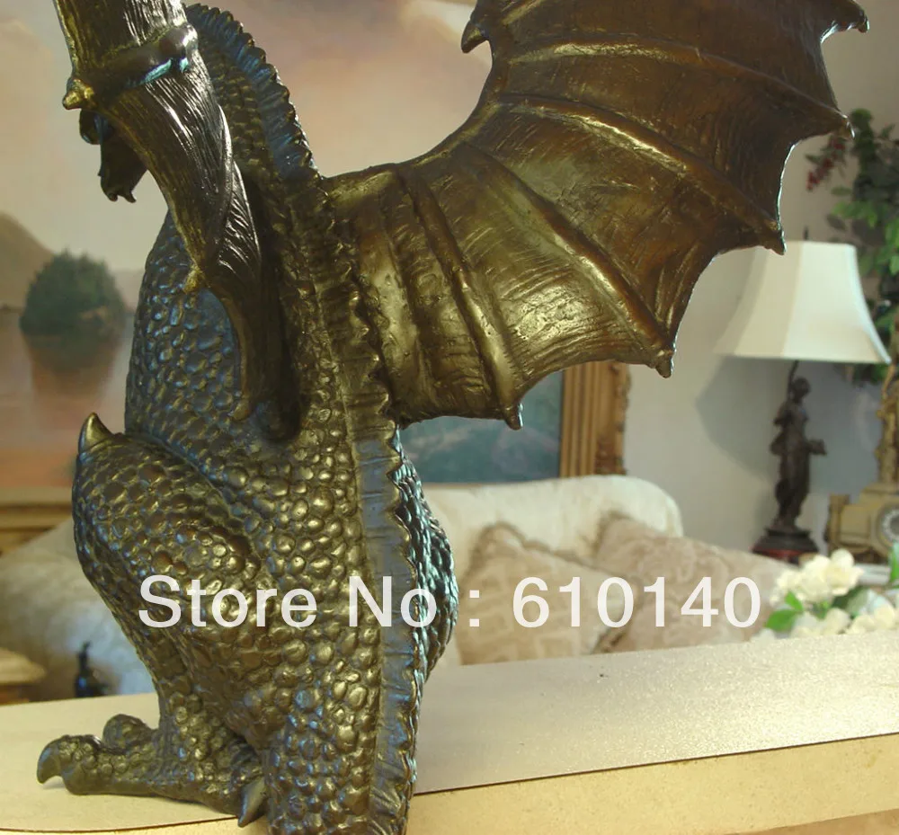Крылатый Дракон фантазия мифологии гаргойл 3" уникальная Бронзовая Статуя Скульптура