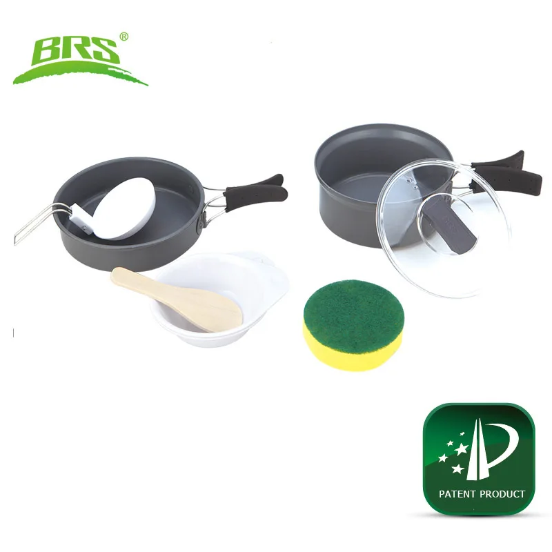 Para 2 personas aleación de aluminio al aire libre camping utensilios de cocina juego de vajilla Multi-función juego de macetas de Camping envío gratis BRS-121