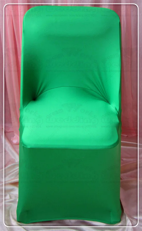 1-2-100 шт покрывало на складное кресло лайкра крышка стула/чехлы на стул из спандекса/свадебные чехлы для стула для украшения свадьбы и вечерние - Цвет: Green