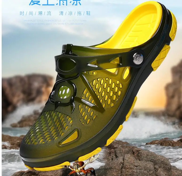 

2019 New Men Pool Sandals Summer Outdoor Beach Shoes men Slip On Garden Clogs Casual Water Shower Slippers Shoes size 39-45