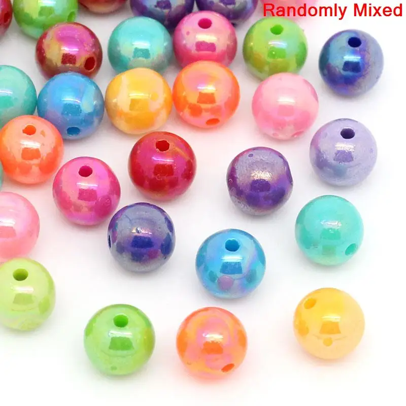 

Acrylic Spacer Beads Round At Random AB Color 8mm Dia,50PCs new
