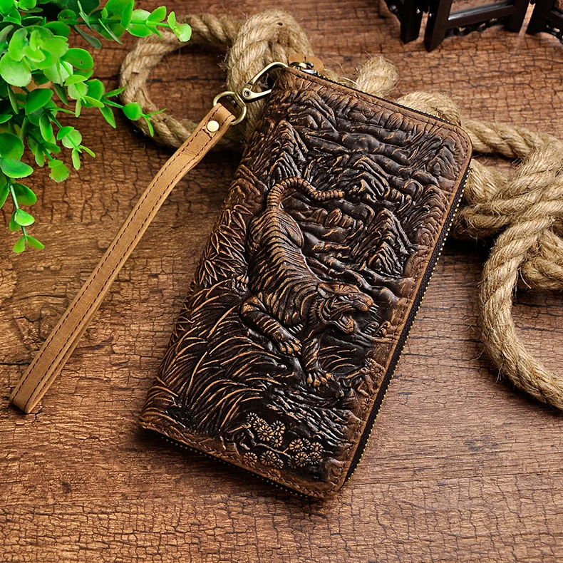 Prettyzys крупного рогатого скота мужской натуральная кожа модный держатель для карт Чековая книжка на молнии вокруг Органайзер Кошелек Дизайн клатч сумочка