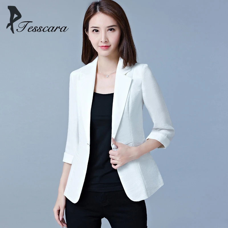 

Brand Women Autumn White Pink Slim Suits & Blazers Ladies 2018 New Fashion Elegant OL Cotton Plus Size Outwear Jacket Cheap Coat