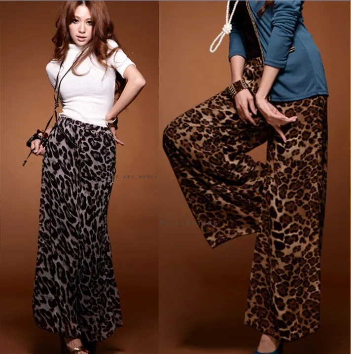 plus size leopard print trousers
