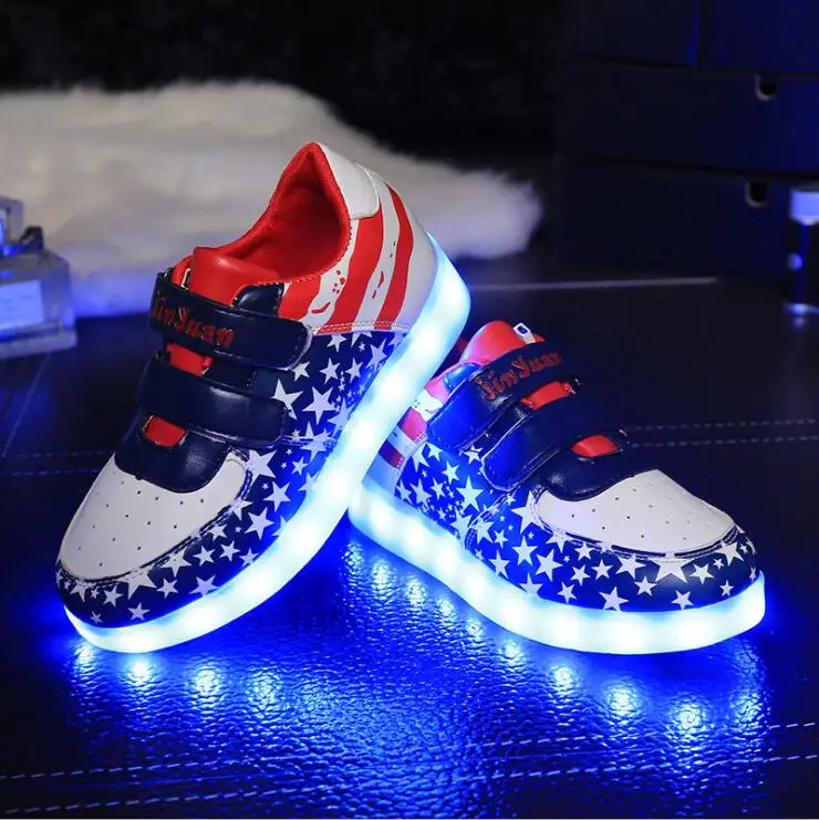

Fashion Led Kids Sneakers Children's USB Charging Luminous Lighted Sneakers Boys/Girls Colorful LED lights Children Shoes