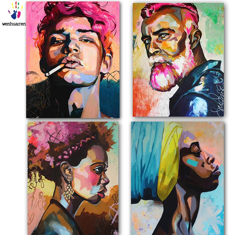 

DIY colorings pictures by numbers with colors Abstract characters painting drawing painting by numbers framed Home