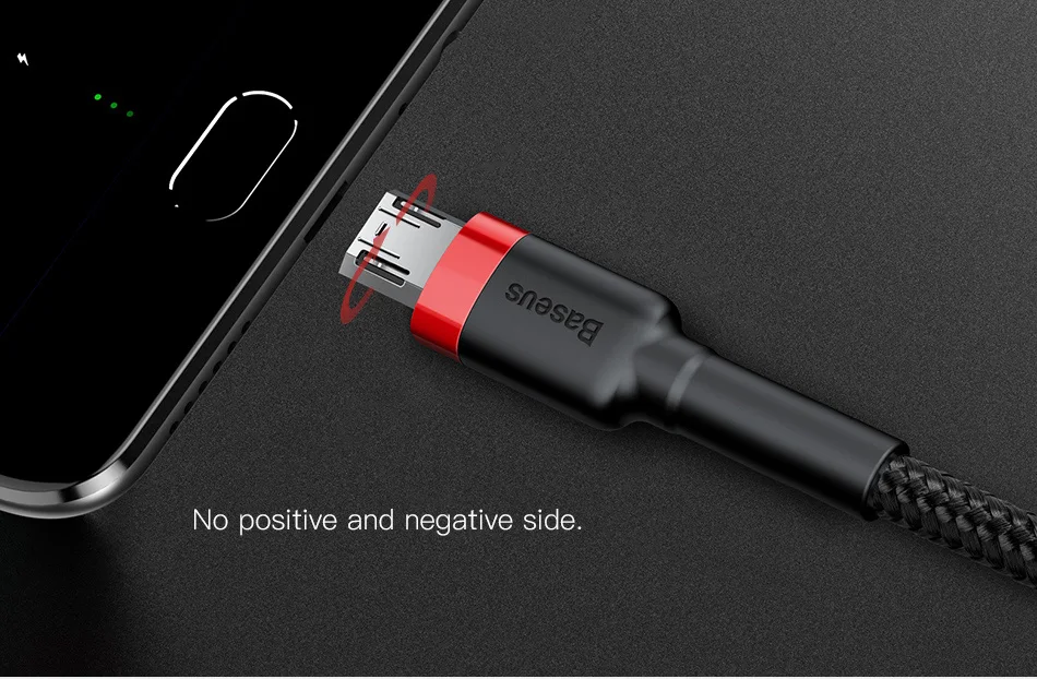 Baseus 1m 2m Reversible Micro USB Cable for Xiaomi Redmi Note 5 Pro 4 Samsung S7