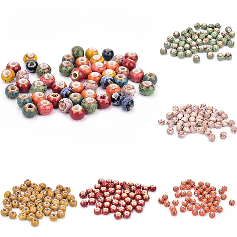 

DIY Glaze Ceramics Beads 6mm 50pcs Flower Spacer Beads for Jewelry Accessories