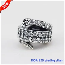 Подходит Pandora Браслеты змея серебряные бусины с прозрачным кубическим цирконием новые оригинальные стерлингового серебра 925 Подвески «сделай сам» оптом