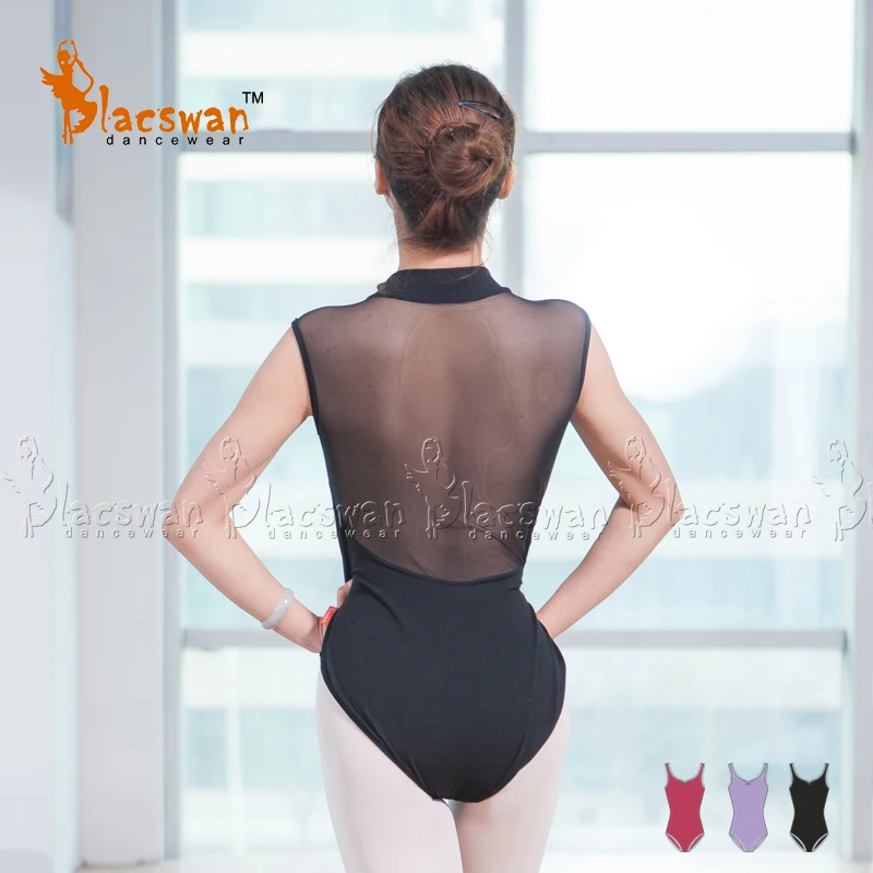 

Turtle Neck Sleeveless Cotton Lycra Mesh Leotards Ballet School Uniforms Adults Black Ballet Wear Ballerinas Clothing BL602