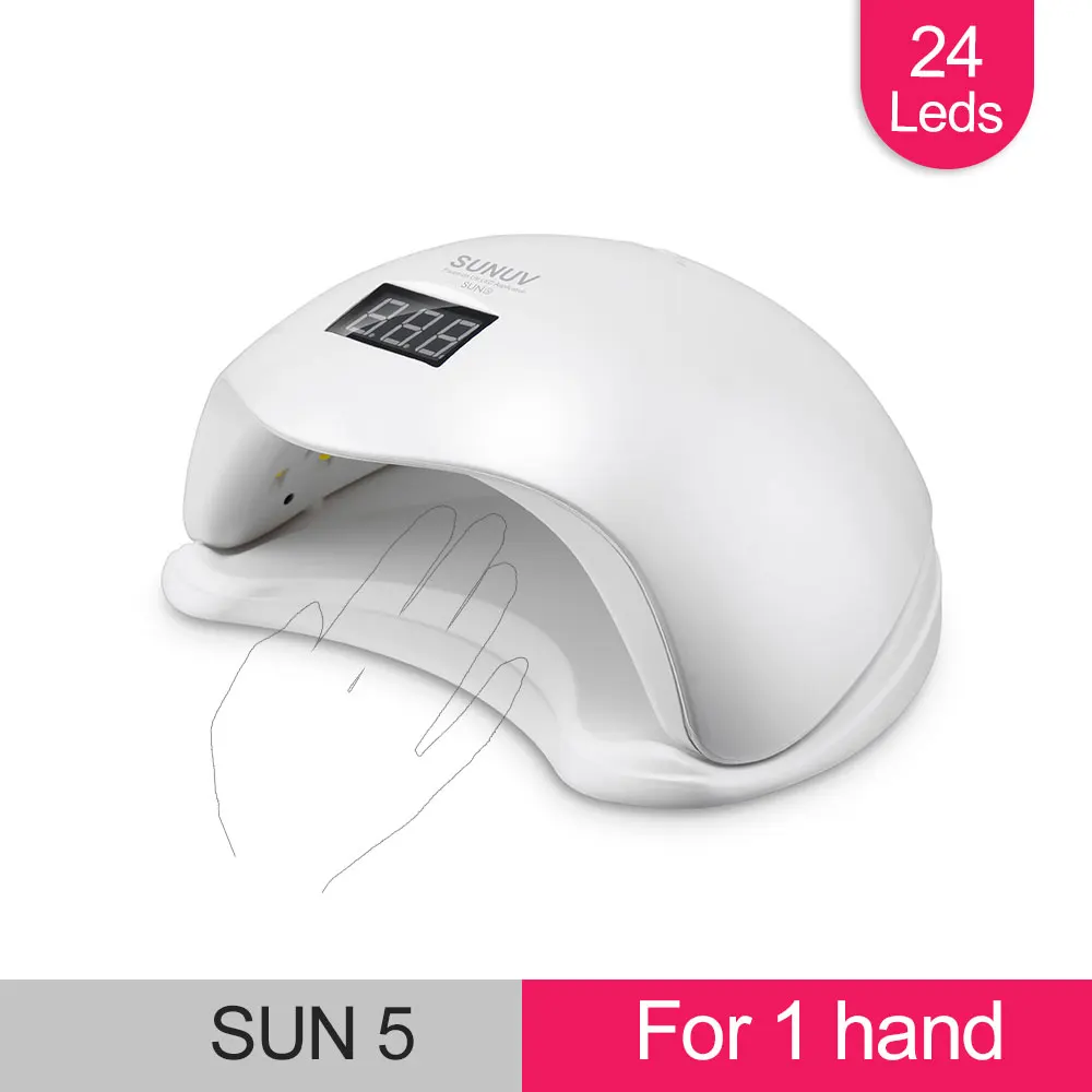 Comprar SUNUV SUN5 Plus 48W UV lámpara LED para secado de uñas para curar todo tipo de Gel 99s baja temperatura 36 Leds lámpara UV para dos manos máquina de Arte de uñas