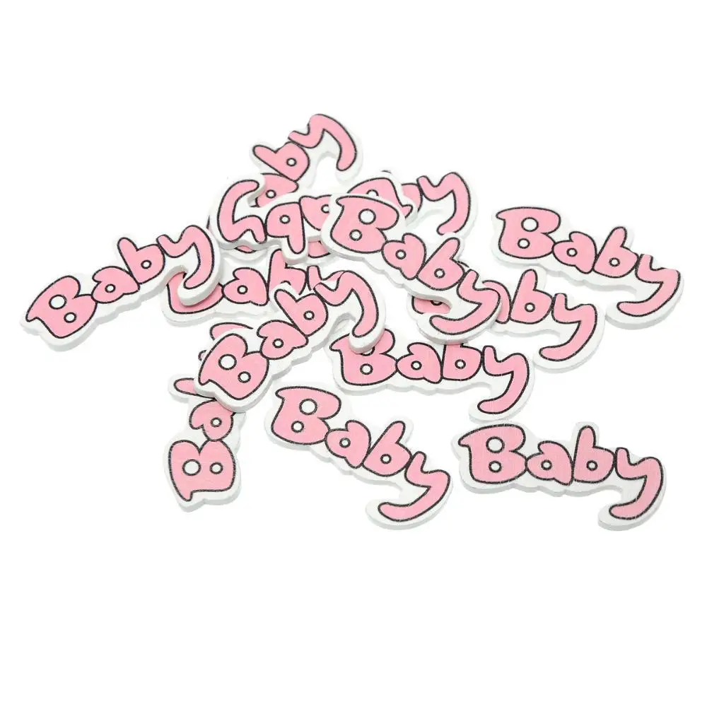 2014 Wholesale 50PCs Wooden Pink Baby Pattern Craft Scrapbooking Embellishments 39x21mm For DIY |