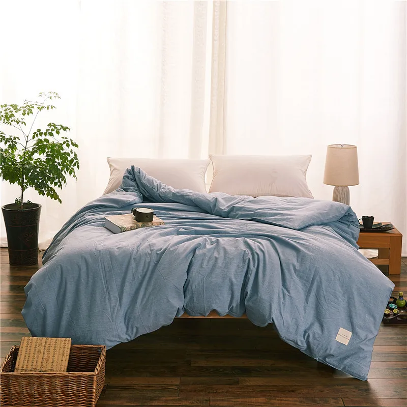 

Sky Blue Solid Color Modern Style Bedding 1 Piece Duvet Cover With Zipper 100% Cotton Quilt Or Comforter Or Blanket Case Soft