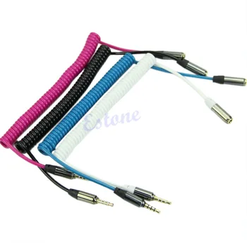 

3.5mm Jack Male To Female Spring Aux Extension Cord Spiral Stereo Audio Cable