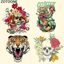 ZOTOONE сахарный череп патчи железа на теплопередачи патчи для одежды тигр цветок DIY полосы аппликация на футболку на заказ стикер