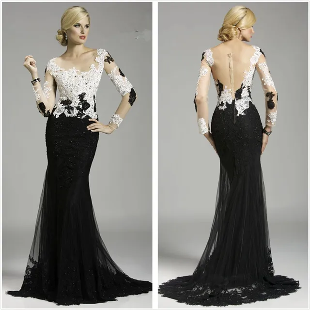Elegant Vintage White Lace Mermaid 2017 Evening Dresses Long Elegant Vintage White Lace Mermaid 2017 Evening Dresses Long Sleeve Liques Formal Gowns Fashionable Party