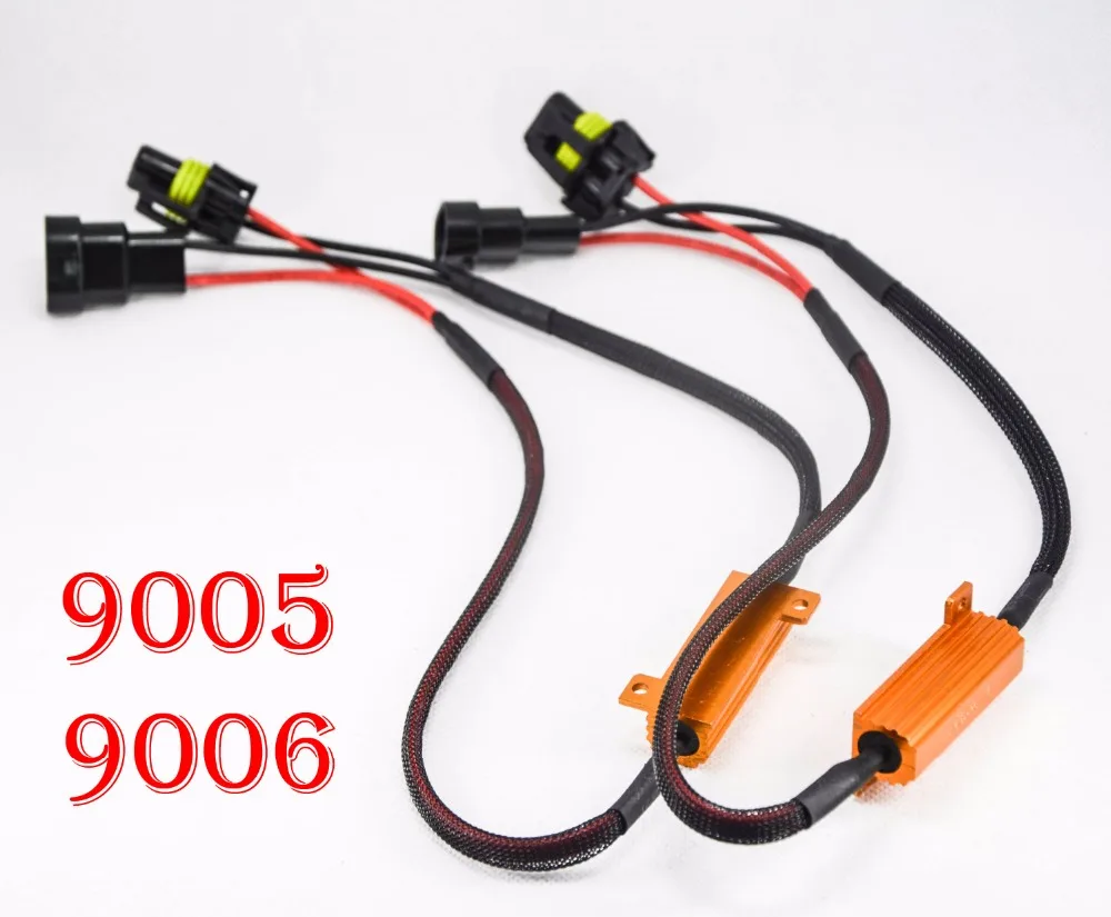

2PCS 50W 6ohm Gold Fuse 9005 9006 Load Resistor Wire CANBUS Decoder Error Free Canceler Capacitor 4 Auto Car LED Headlight Kit
