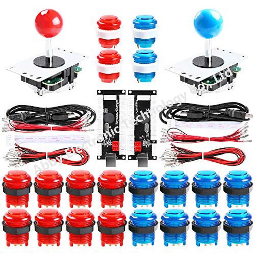 2 игрока светодиодные аркадные кнопки и джойстики DIY kit 2X Джойстики+ 20 кнопок xArcade игровой контроллер комплект для MAME и Raspberry Pi