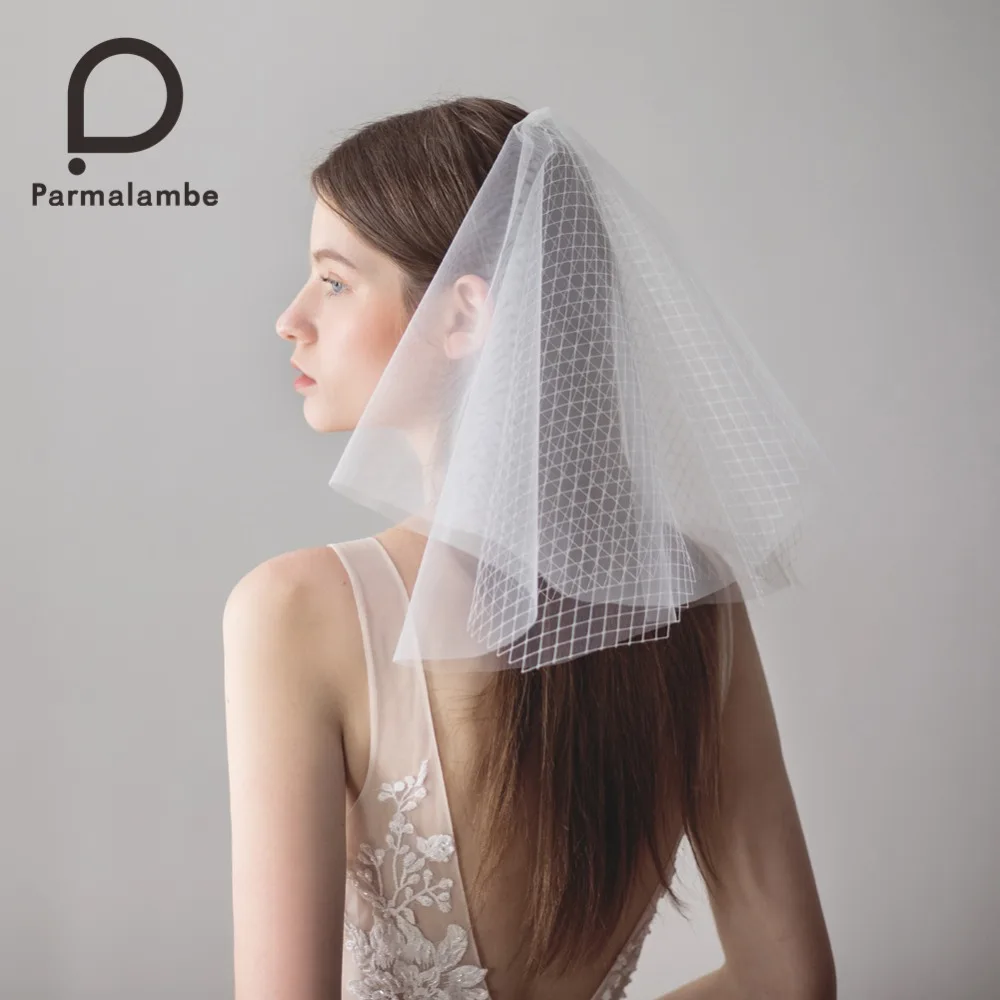 Parmalambe Фата невесты свадебная вуаль с расческой Свадебные короткие 2 яруса