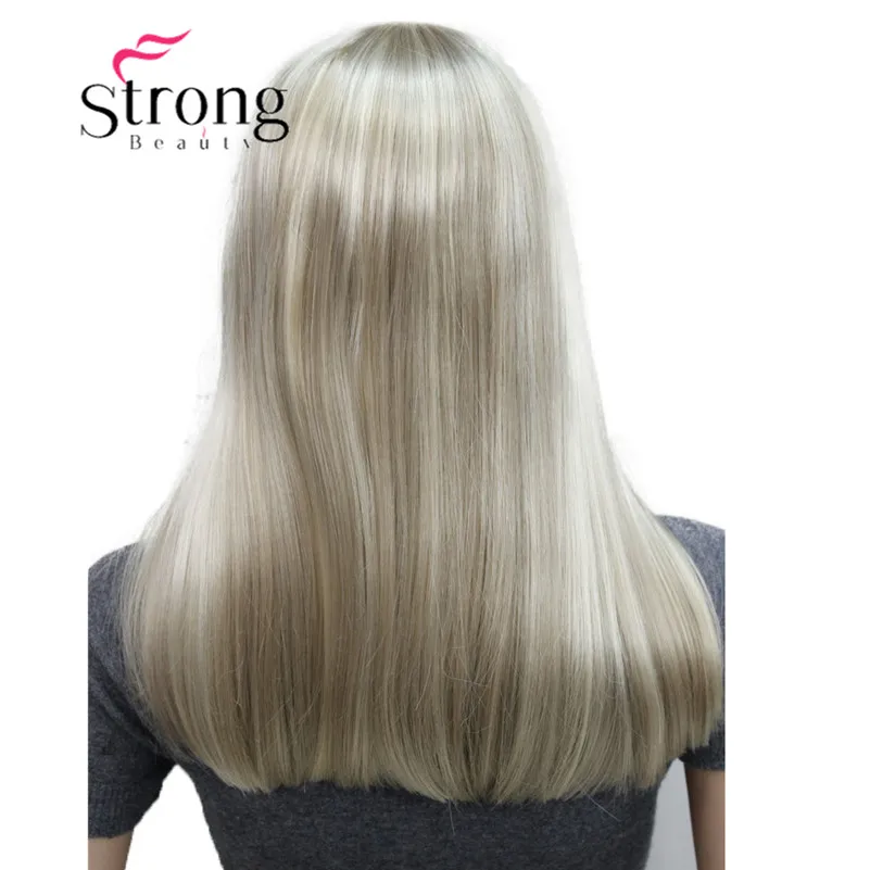 StrongBeauty темно-коричневый средней длины Тепло ОК точка кожи Топ Синтетический Полный парик