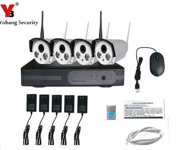 

YobangSecurity 4CH 720P WIFI NVR Wireless Security Camera System with Outdoor 720P Weatherproof Surveillance CCTV Bullet Camera