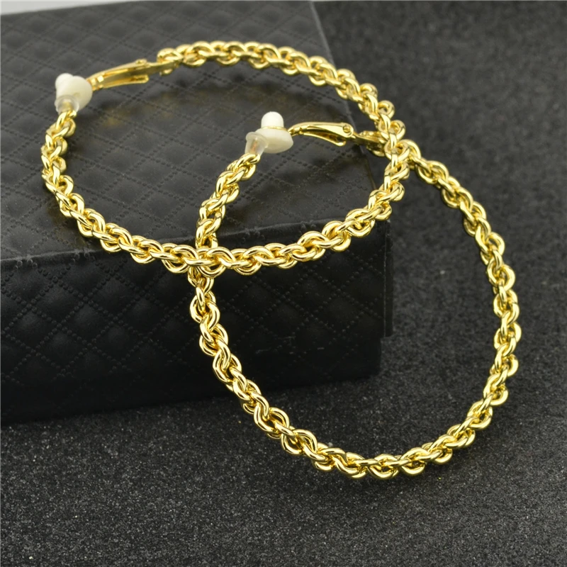 Серьги-кольца на клипсах для женщин с подушечкой без пирсинга, большие круглые золотые серебряные цепочки, круглые модные ювелирные изделия