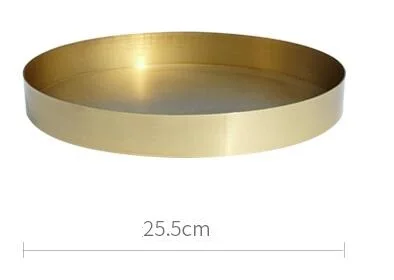 L diameter 25.5cm Действительно латунь переходник сетевой с круглой вилки лотки для хранения Роскошные круглый поднос блюдо для сервировки ювелирные изделия плиты поднос для макияжа FT049 - Цвет: L diameter 25.5cm