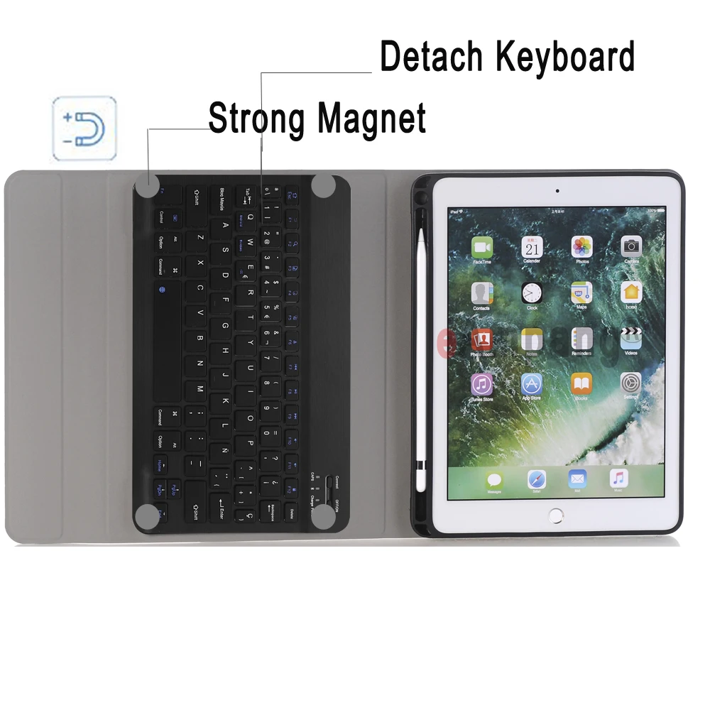 Испанская клавиатура чехол для Apple iPad 9,7 6th 5th Generation Air/Air 2/Pro 9,7 A1822 A1823 A1954 A1566 A1673 держатель для карандашей