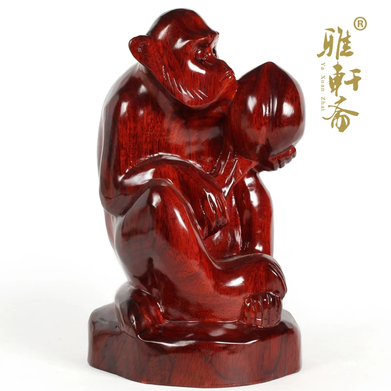 T Зодиак обезьяна подарок на день рождения красное дерево для рукоделия обезьяны предложение персикового дерева обезьяна домашнего интерьера фэн шуй украшения