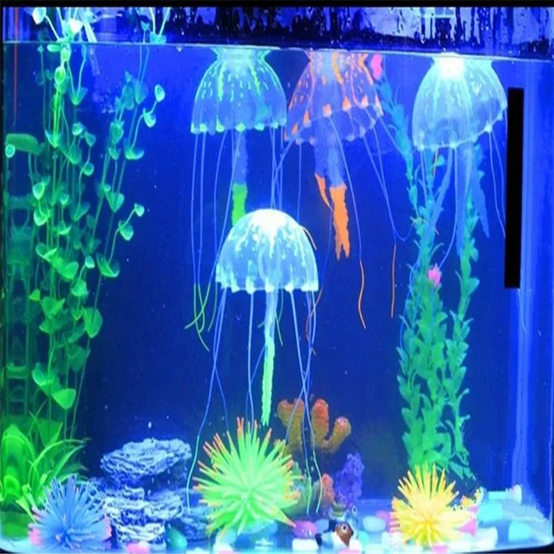 Buy Glowing Artificial Vivid Jellyfish robo fish Aquatic Pets Silicone Fish