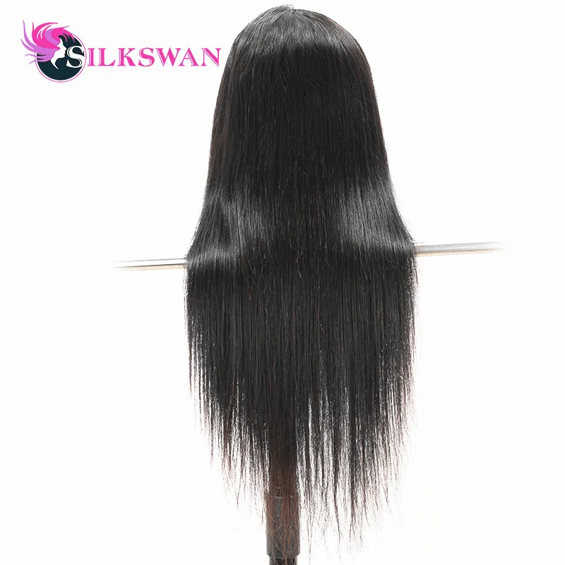 Silkswan Brazilian Straight 13x4 Lace Front Human Hair Wigs Remy Hair 10-24 Inch 150 Density Wigs With Pre plucked Hairline