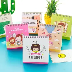 Coloffice 2018 мультфильм милые девушки мини настольная бумага календарь двойной ежедневный планировщик стол планировщик годовая дня