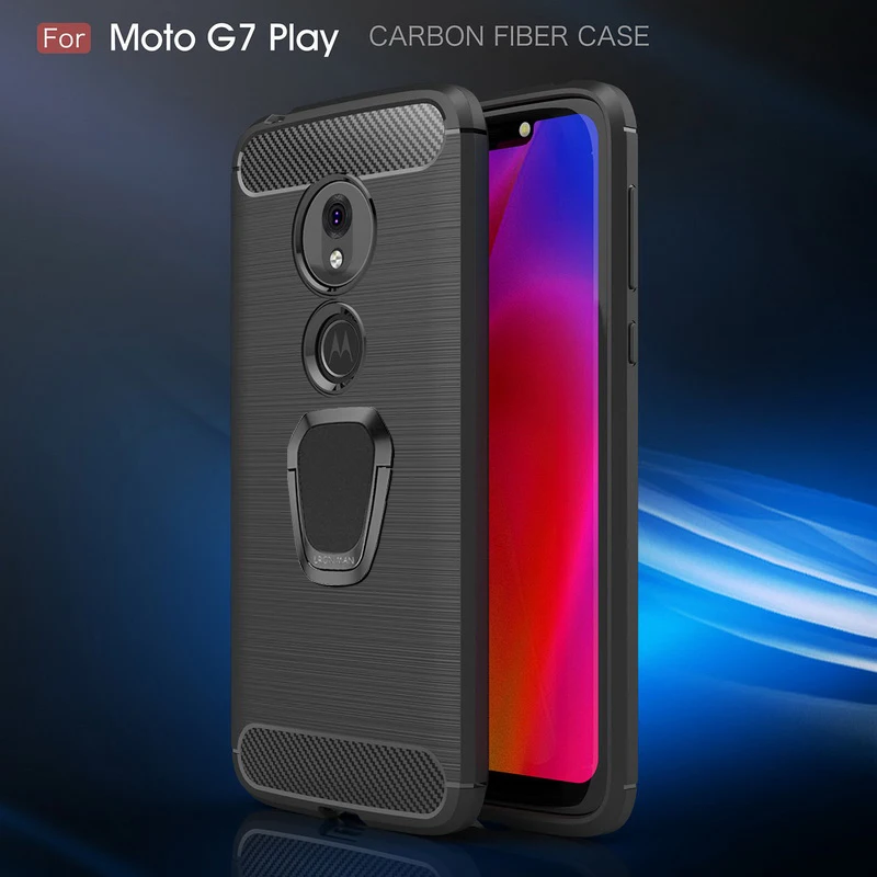 Карбона и оптоволокна для телефона чехол для телефона для Motorola G7 G6 G5S E5 Z3 Z4 P40 механизм Plus Note кольцевой магнитный держатель силиконовый чехол