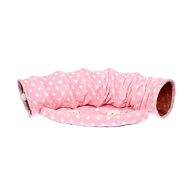 Petshy новые туннельные трубы для домашних животных кошачьи кровати домик складной котенок собака Bleeping мешок забавный щенок кошки длинный туннель играть игрушка с мячом - Цвет: Pink-1