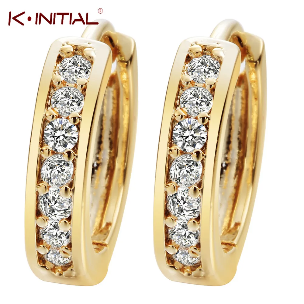 

Kinitial 1Pair Small Hoop Earrings 24K Gold Cubic Zirconia Round Hoop Earrings Filled Clear Womens Earrings Surgical Jewelry