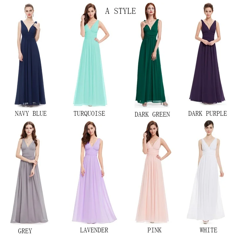 Платья подружки невесты 2019 Ever Pretty 5 стильные женские модные трапециевидные с v-образным вырезом элегантные длинные шифоновые свадебные