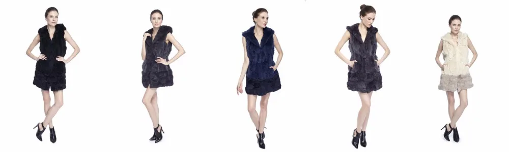 black puffer ZY88012 Women Elegant Real Winter Rex Rabbit Fur With Hooded Long Fur Vest Waistcoat Gilet Slim Fur Vest petite long puffer coat