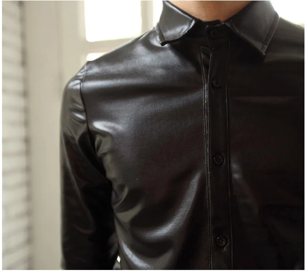 Fashion Shiny Silver Shirt for Men Long 