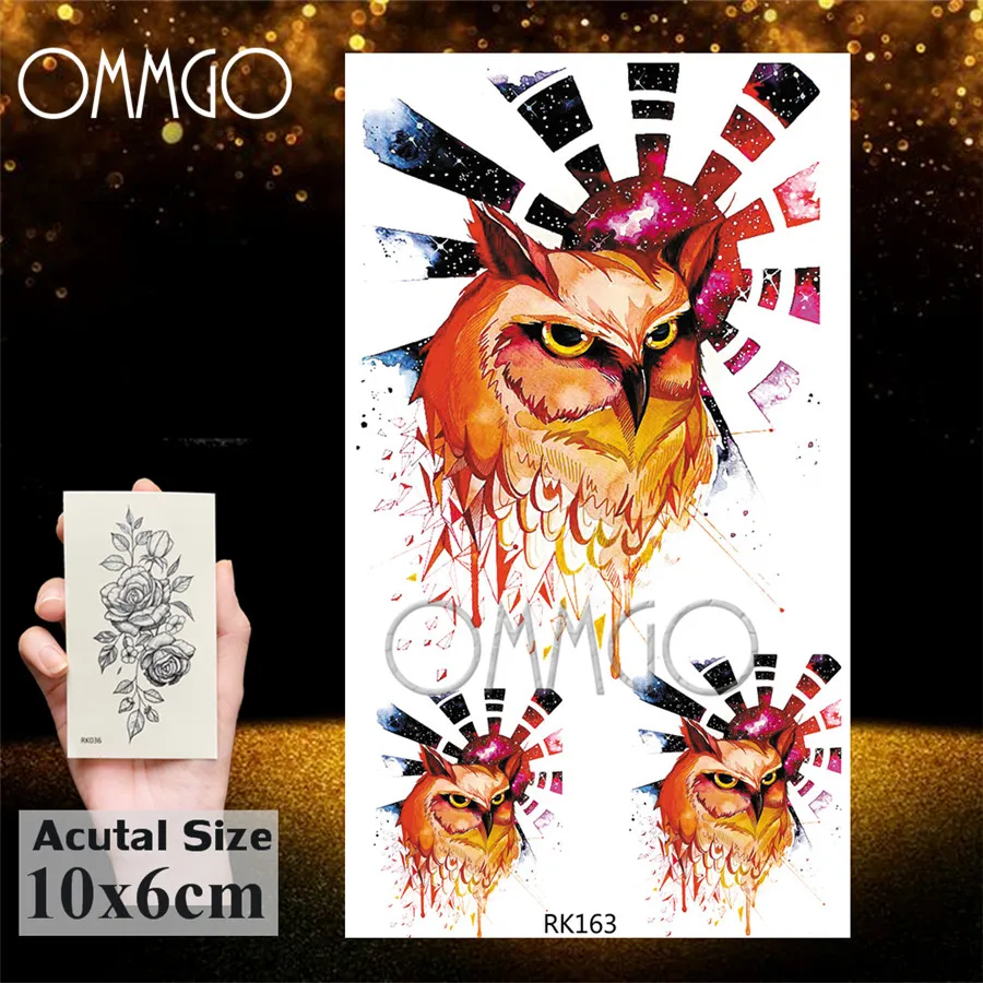Женские Временные татуировки OMMGO Henna Tiger черные геометрические в виде бабочки