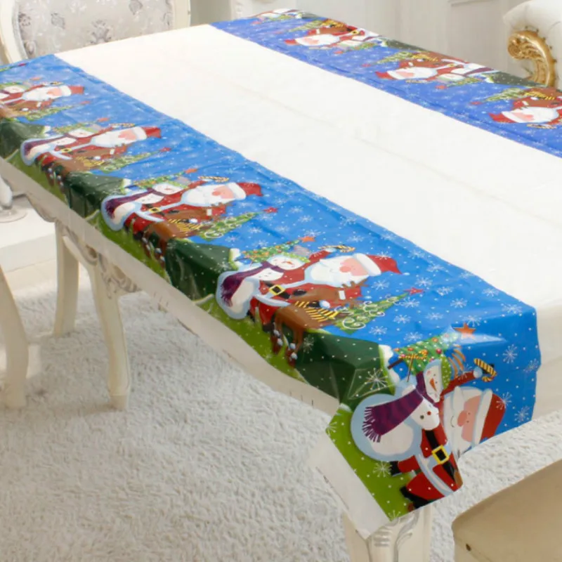 180 см рождественские украшения, Рождественская скатерть, прямоугольные ПВХ вечерние скатерти для дома, кухни, обеденного стола, украшения на год - Цвет: Santa Claus