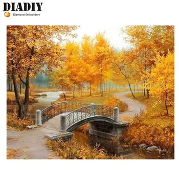 

5D DIY diamond embroidery Autumn in an Old Park diamond painting Cross Stitch full Square Rhinestone mosaic decoration ZX