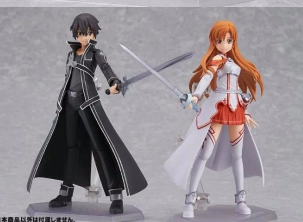 2Pcs Sword Art Online SAO Asuna Kirito PVC Action Figure Figma Figurine Gift Toy