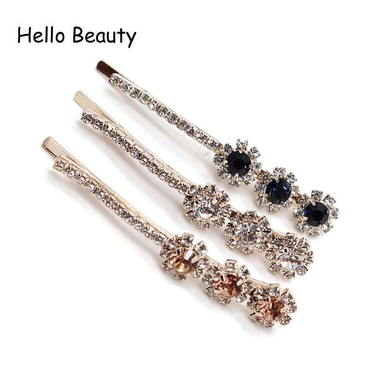 1 Pair Korean Fashion Luxurious Stone Hair Accessories Clip Round