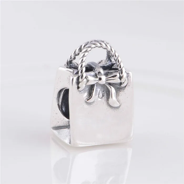 

Fits Brand Bracelet DIY Making 100% 925 Sterling Silver Original Beads Bow Hand Bag Charm Women Jewelry LW302