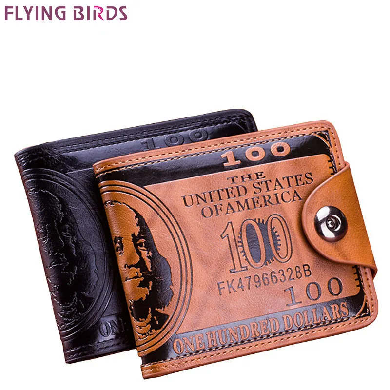 

Flying birds men Wallet short dollar price Leather Wallets Clutch money purse men bags high quality credit card holder LM3854fb