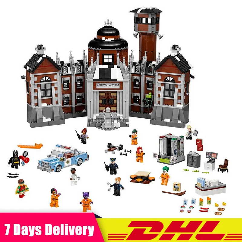 

Lepin 07055 1628pcs Batman Movie Series THe Arkham`s Lunatic Asylum Set Building Blocks Bricks Toys Compatible LegoINGlys 70912