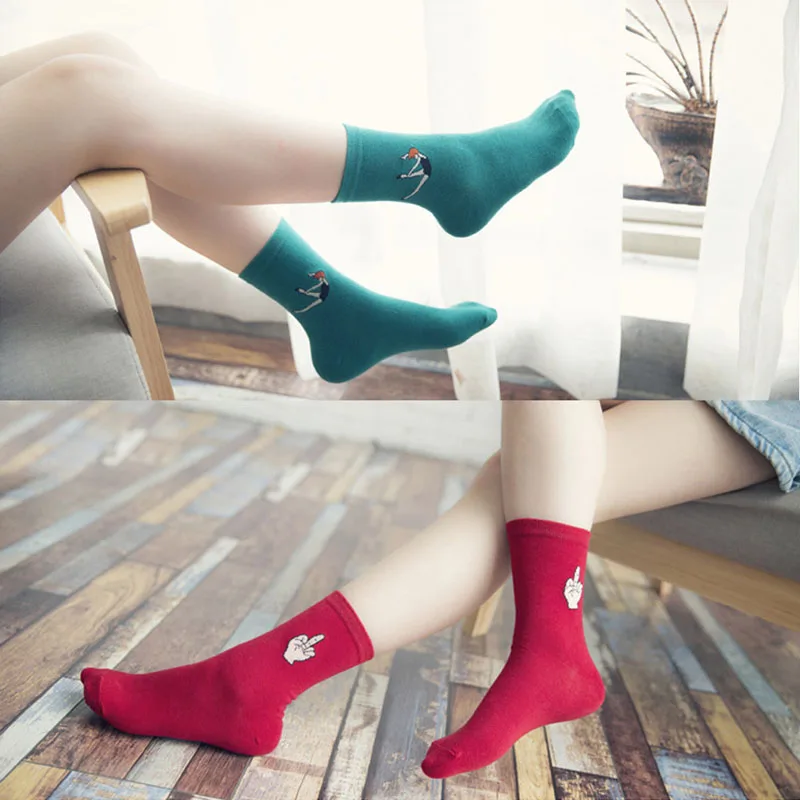 Autumn Winter Women Harajuku Style Candy Color Cartoon Printing Cotton Socks F05 Autumn Winter Women Harajuku Style Candy Color Cartoon Printing Cotton Socks F05