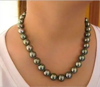 

HOT## Wholesale FREE SHIPPING >>>stunning 11-12mm tahitian peacock green Pearl Necklace18inch