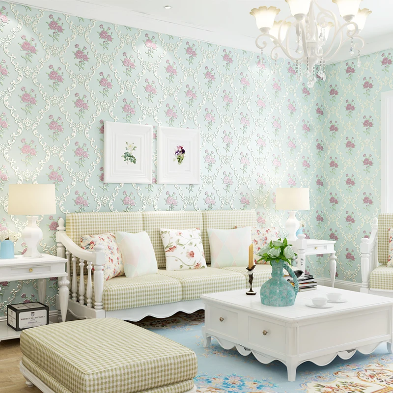 Modern Wall Papers Home Decor European Self-adhesive Floral Pink Green Beige Wallpaper Roll for Walls 3D Bedroom papel de pared Modern Wall Papers Home Decor European Self-adhesive Floral Pink Green Beige Wallpaper Roll for Walls 3D Bedroom papel de pared