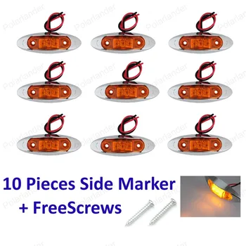 

Red, Yellow And White 12V 24V Wide Voltage Truck Side Marker Trail Light 3 LED Turn Signal LED Side Lamp 10PCS Piranha Lights